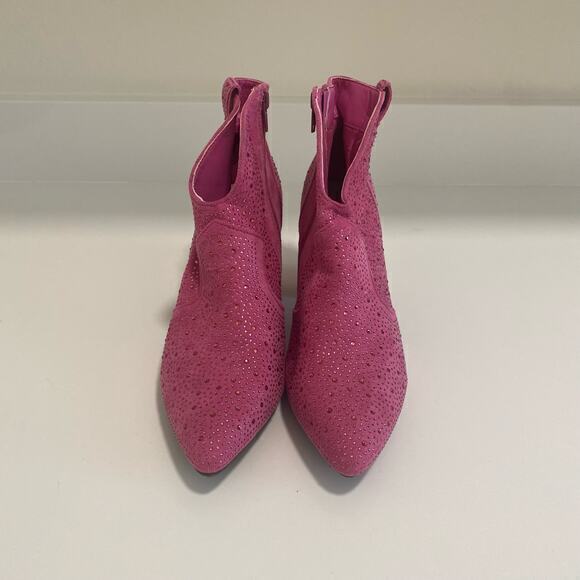 Pierre Dumas Pink Bedazzled Heeled Boots Booties Size 10‎ - Picture 2 of 8